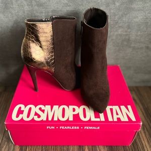 NEW Cosmopolitan Brooklyn Brown and Bronze Heeled Booties Size 7.5